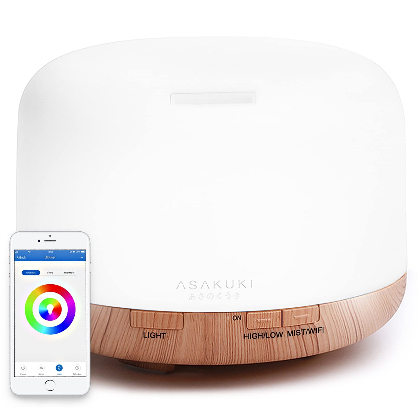 ASAKUKI 500ml Premium, Essential Oil Diffuser with Remote Control, 5 in 1 Ultrasonic Aromatherapy Fragrant Oil Humidifier Vaporizer, Timer and Auto-Off Switch Brown