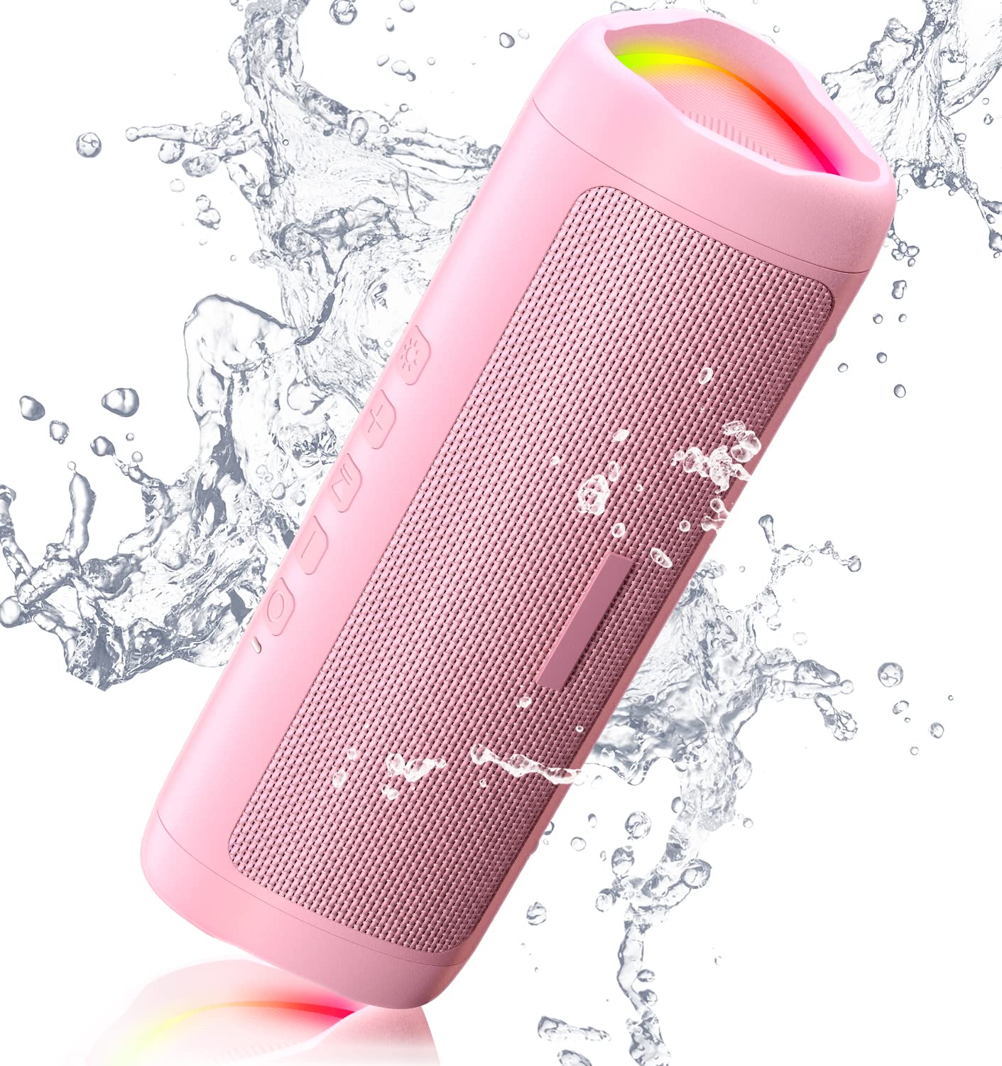 Bluetooth Speaker with HD Sound, Portable Wireless, IPX5 Waterproof, Up to 20H Playtime, TWS Pairing, BT5.3, for Home/Party/Outdoor/Beach, Stocking Stuffers, White Elephant Gifts for Adults (Black)
