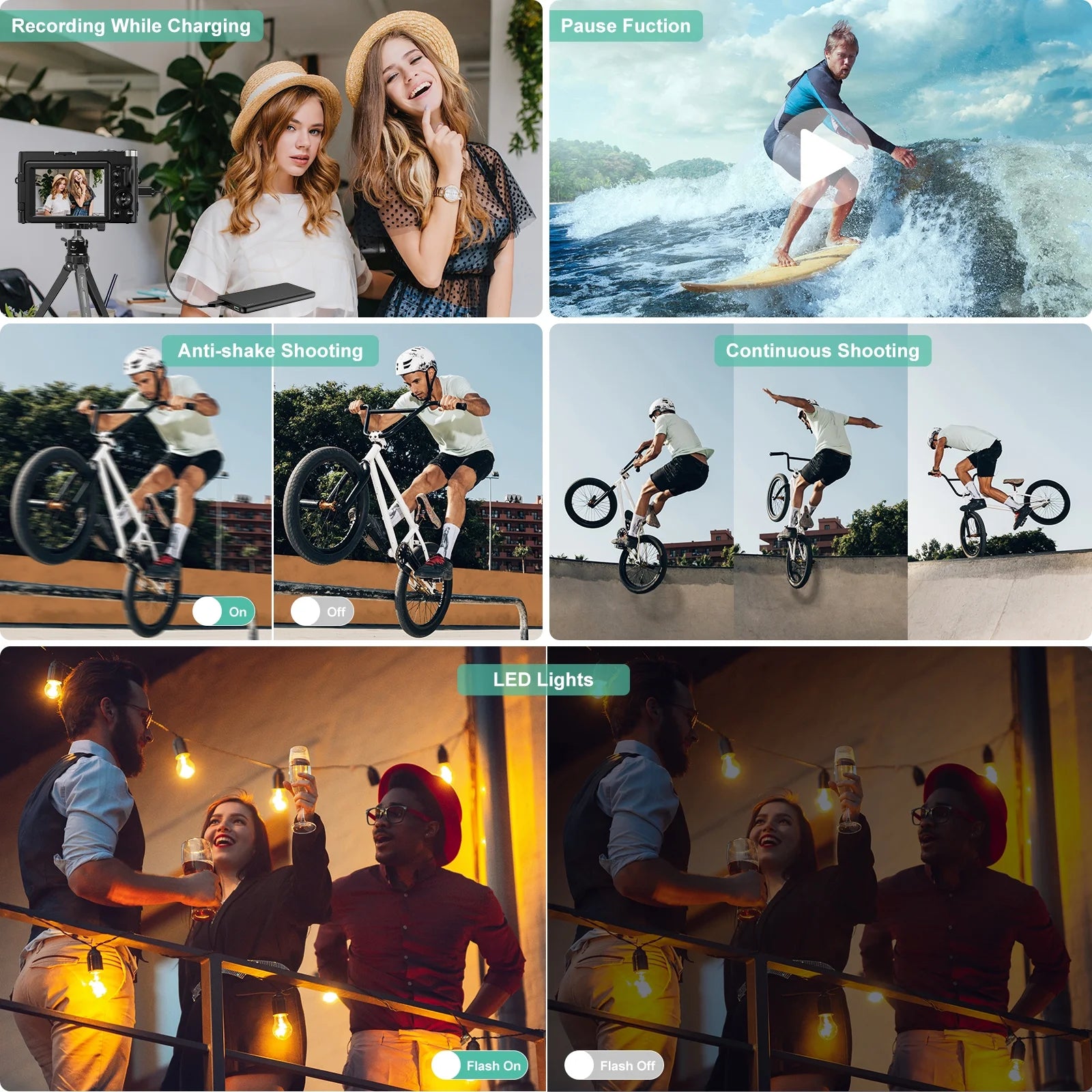4K Digital Vlogging Camera with 48MP Photography and 16X Digital Zoom, Includes 32GB Memory Card