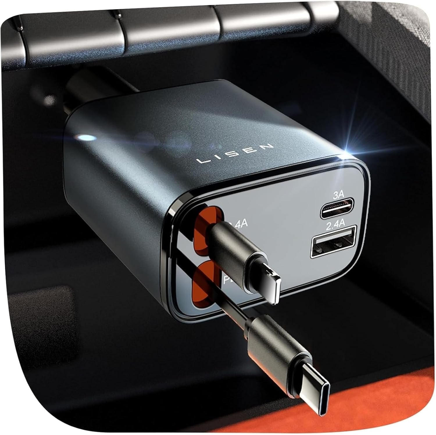 Retractable Car Charger, 69W USB C Car Accessories Adapter for Iphone 16 USB C Charger Fast Charging, Truck Accessories, Travel Essentials Gifts for Women Men, for Iphone 16 15 14 13 12 Pro Max