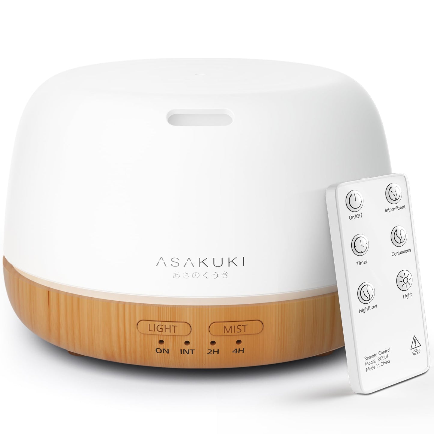 ASAKUKI 500ml Premium, Essential Oil Diffuser with Remote Control, 5 in 1 Ultrasonic Aromatherapy Fragrant Oil Humidifier Vaporizer, Timer and Auto-Off Switch Brown
