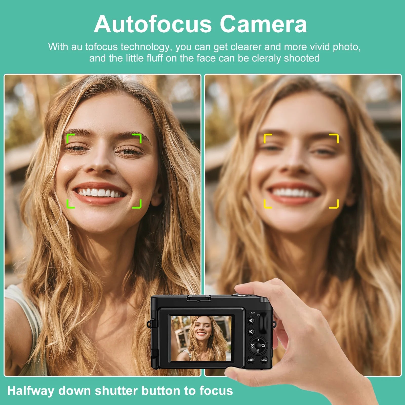 4K Digital Vlogging Camera with 48MP Photography and 16X Digital Zoom, Includes 32GB Memory Card