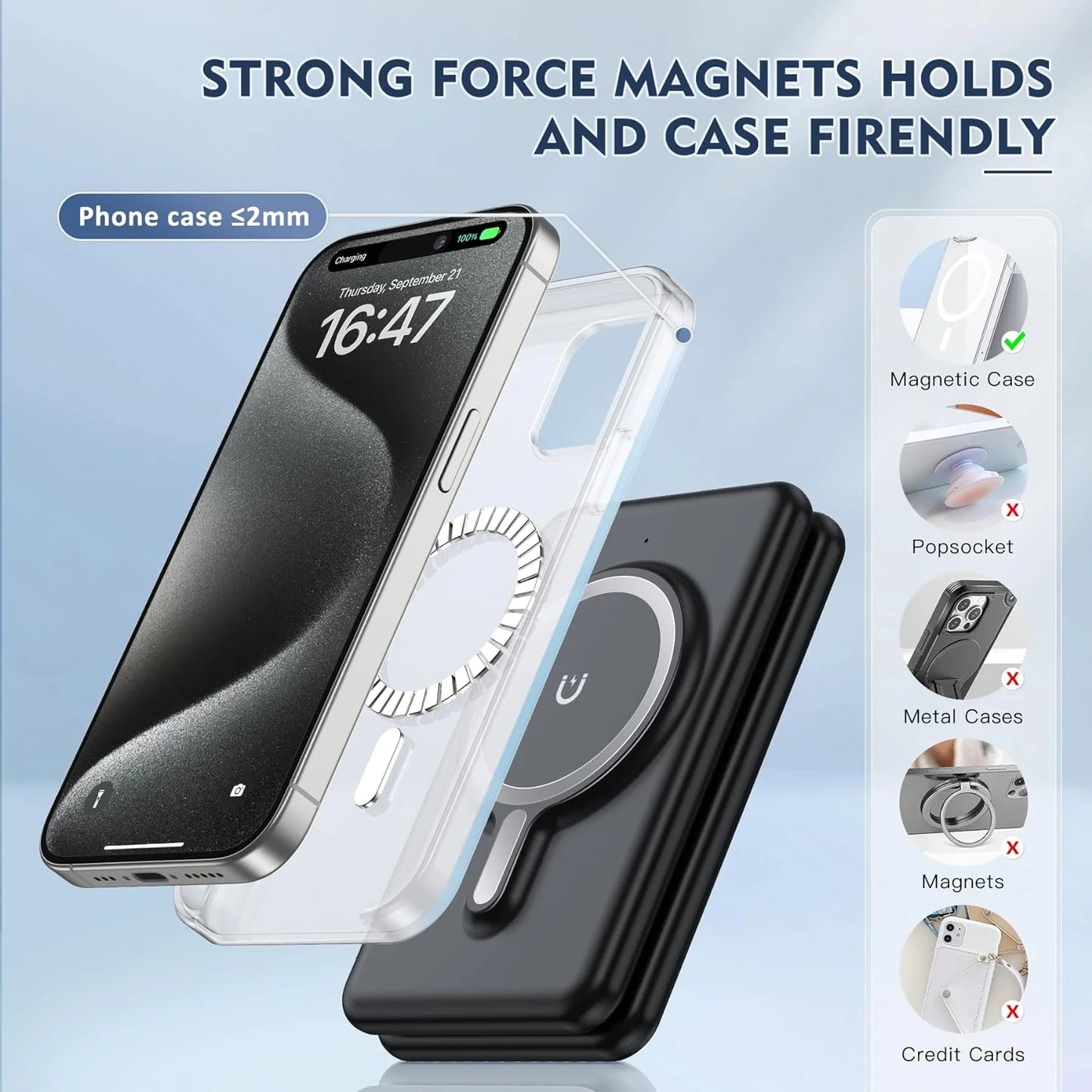 3-in-1 Foldable Wireless Charging Station for iPhone 15/14/13/Pro/Max, Apple Watch Series, and AirPods 3/2/Pro - Black