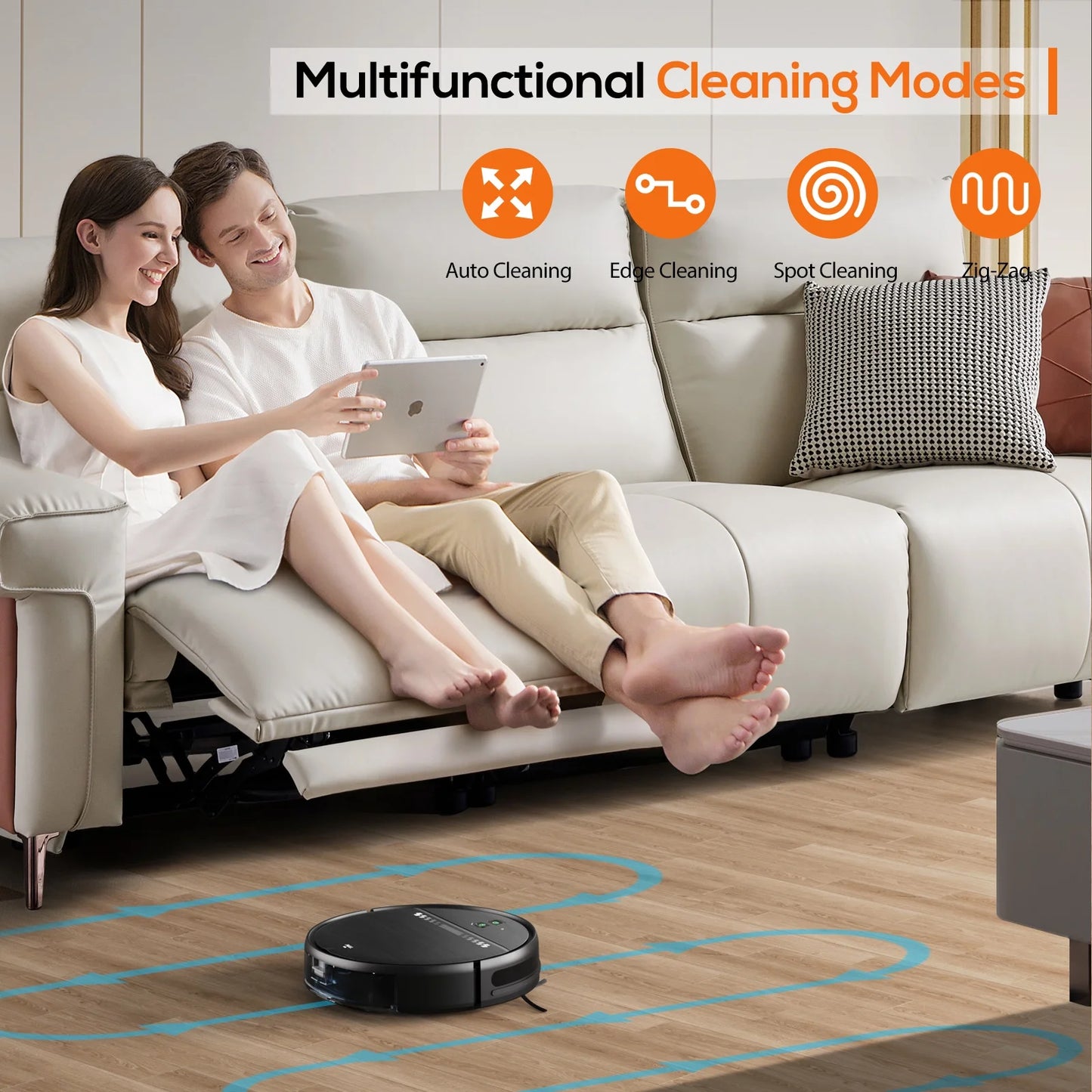 Smart Robot Vacuum and Mop Combo with Wi-Fi App and Remote Control, Black