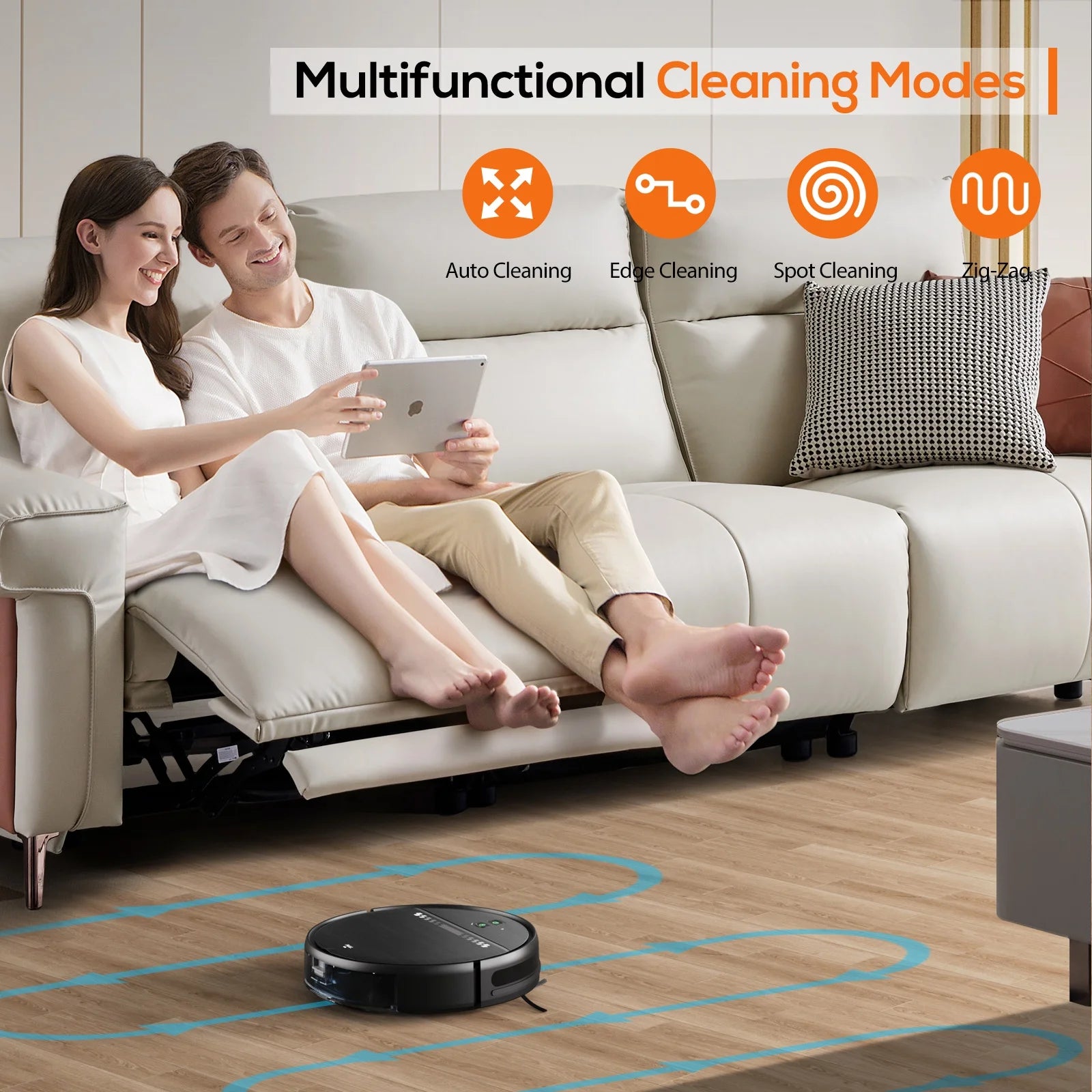 Smart Robot Vacuum and Mop Combo with Wi-Fi App and Remote Control, Black