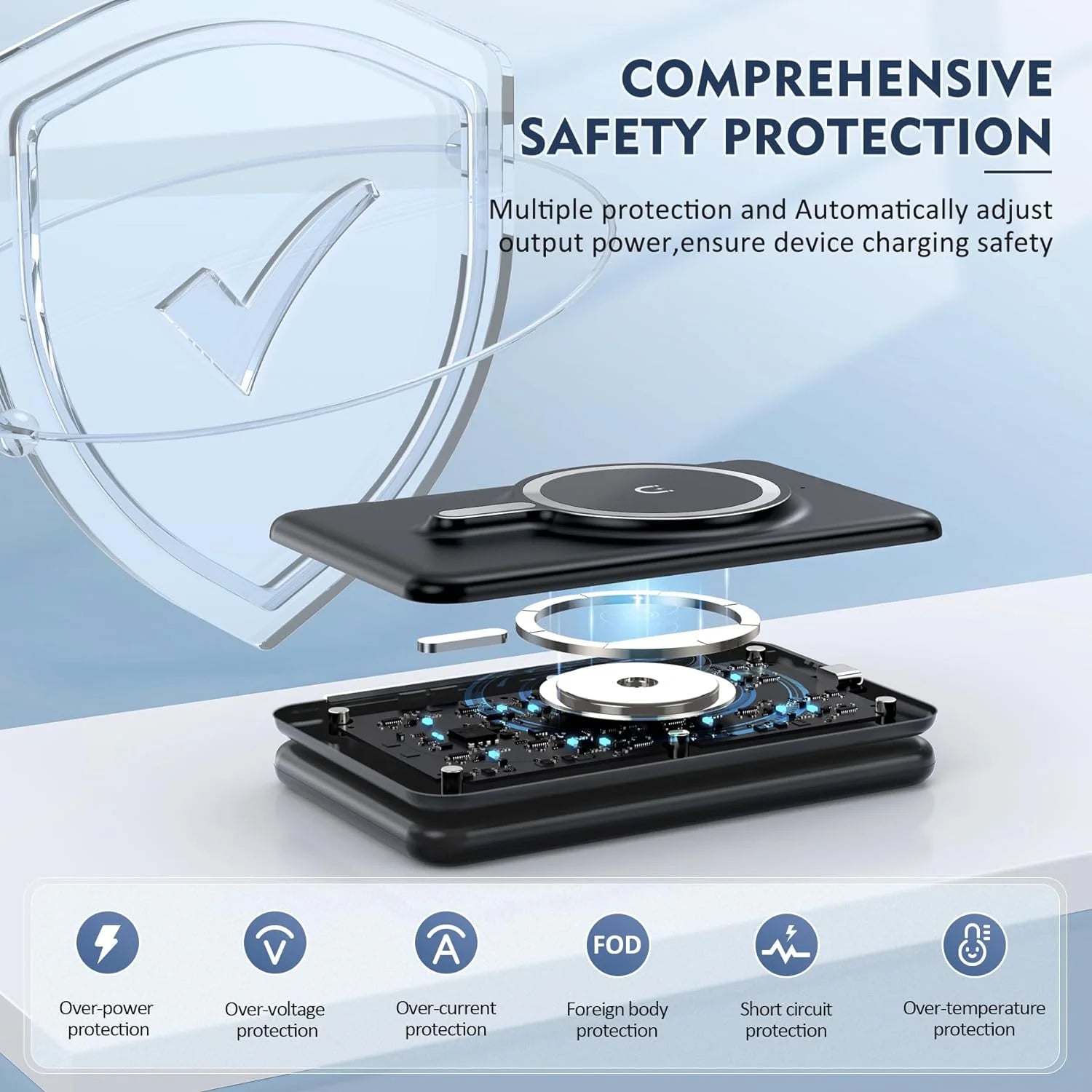 3-in-1 Foldable Wireless Charging Station for iPhone 15/14/13/Pro/Max, Apple Watch Series, and AirPods 3/2/Pro - Black