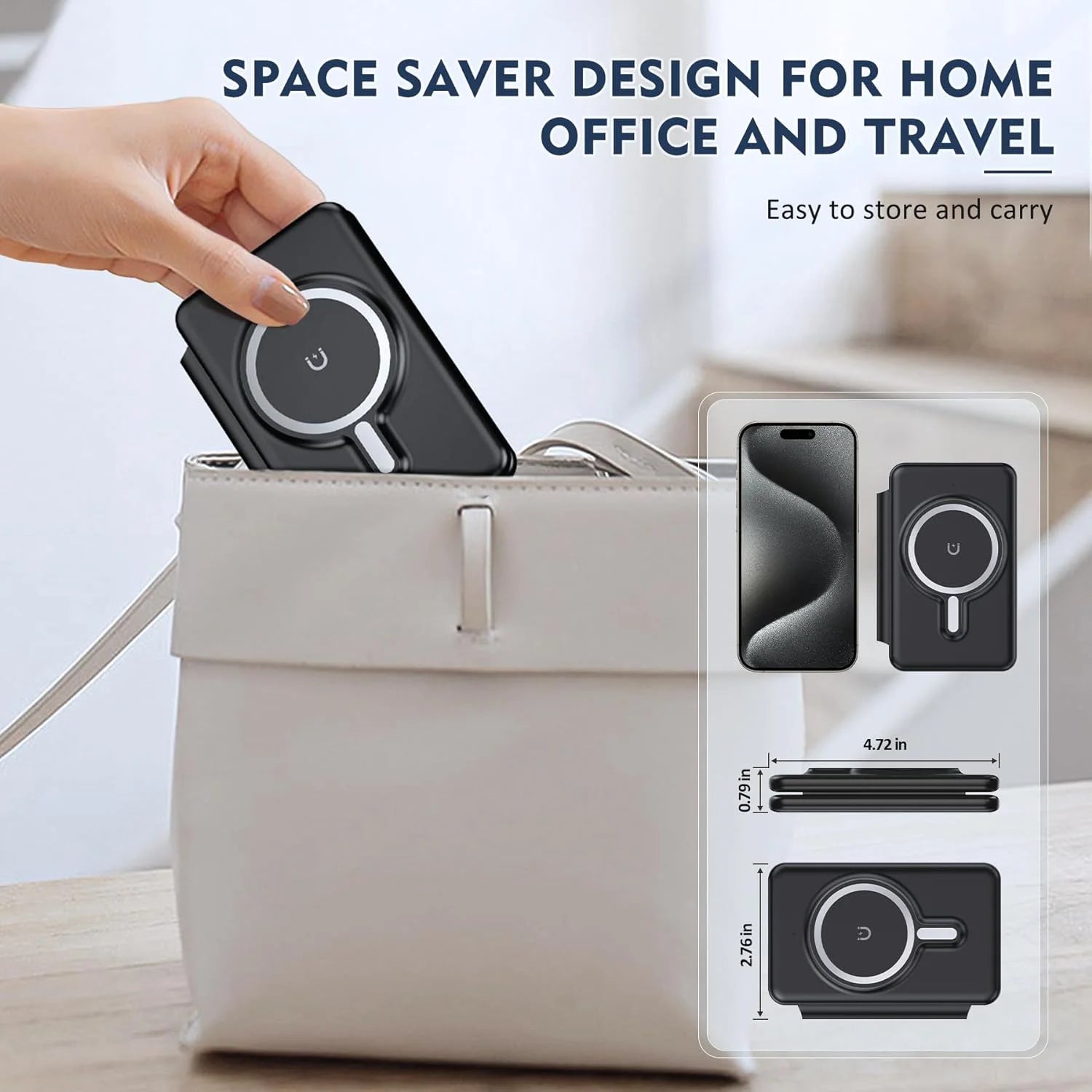 3-in-1 Foldable Wireless Charging Station for iPhone 15/14/13/Pro/Max, Apple Watch Series, and AirPods 3/2/Pro - Black